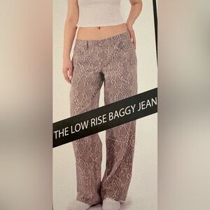 Love Fire Snake Print Low Rise Baggy  Jeans